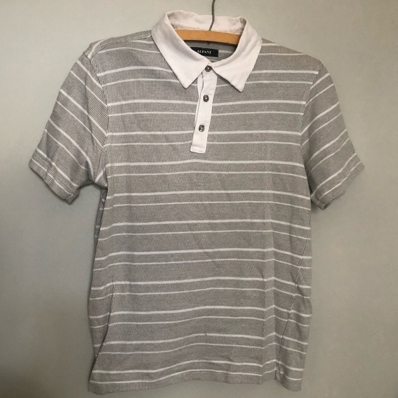 Alfani Other - Alfani Gray and White Stripe Polo